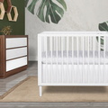 632-WHT Lucas Mini Modern Crib With Rounded Spindles Room Shot 06