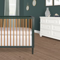 632-OLV Lucas Mini Modern Crib With Rounded Spindles Room Shot 01