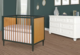 632-OLV Lucas Mini Modern Crib With Rounded Spindles Room Shot 02