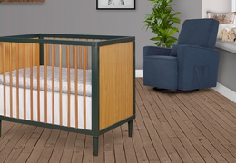 632-OLV Lucas Mini Modern Crib With Rounded Spindles Room Shot 03