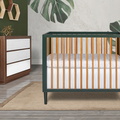 632-OLV Lucas Mini Modern Crib With Rounded Spindles Room Shot 05