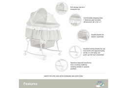 442-LG Lacy Portable 2 in 1 Bassinet and Cradle Features