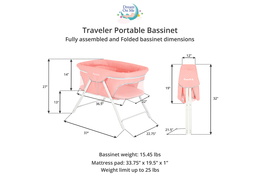 Traveler Portable Bassinet Dimension