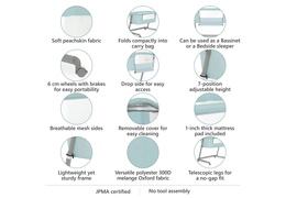 393-BLU Seashell Bassinet & Bedside Sleeper Features