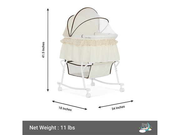 442-C Lacy Portable 2 in 1 Bassinet and Cradle Dimensions
