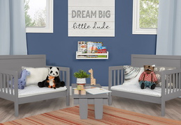 639-SGY Hudson 3 in 1 Convertible Toddler Bed Roomshot 03