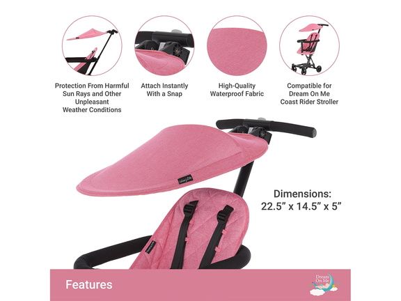364-PINK Coast Rider Stroller Canopy Features