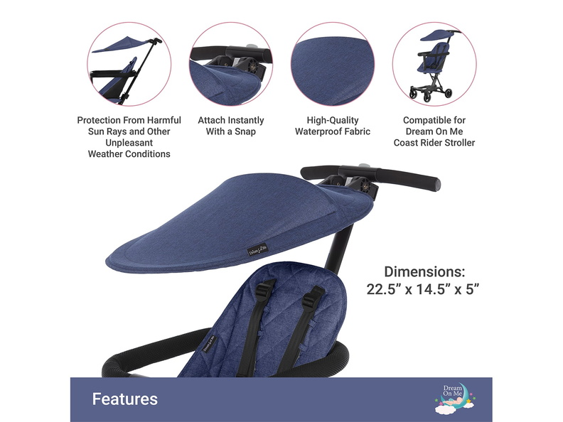 364-NAVY Coast Rider Stroller Canopy Features