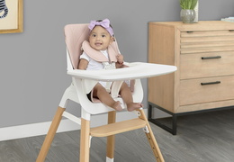 252-PINK Nibble 2-in-1 wooden Highchair Room Shot 01