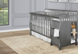620FP-SGY 5-in-1 Brody Full Panel Convertible Crib with Changer Room Shot 01
