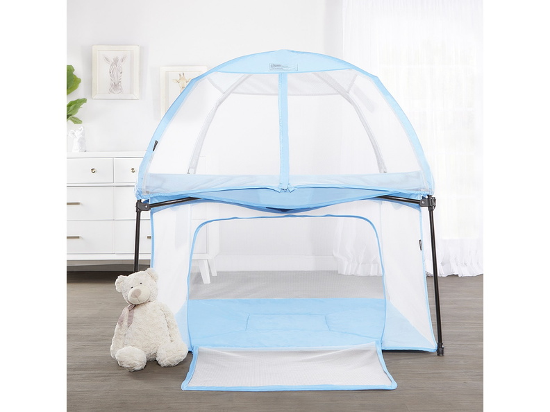 4434-BLU Ziggy Square Playpen with Canopy Room Shot (2)