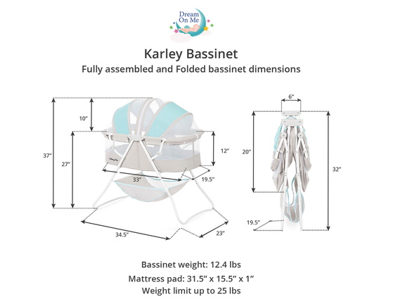 441-BG Karley Bassinet Dimensions