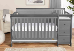 620FP-SGY 5-in-1 Brody Full Panel Convertible Crib with Changer Room Shot 1A