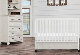 674-WHT Quinn Full Size Folding Crib Room Shot (4)